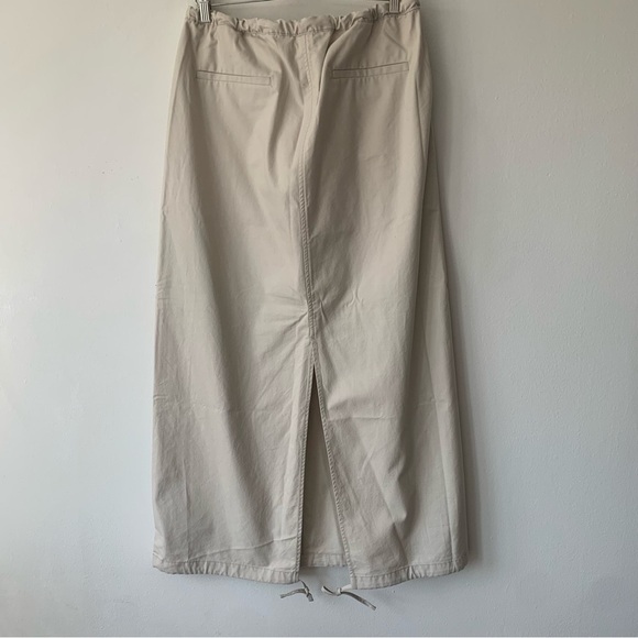 NWT Helsa Workwear Drawcord Maxi Skirt Ecru Revolve Cotton Beige Drawstring - Picture 9 of 11